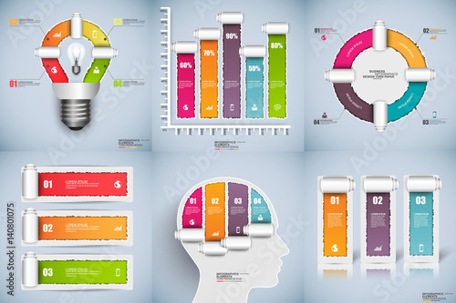 Infographic torn paper data visualization