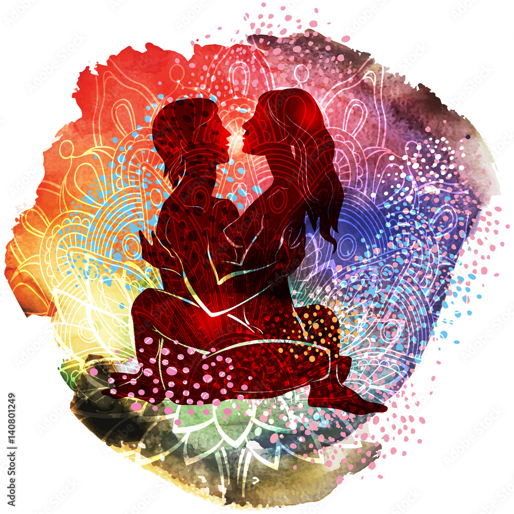 Couple practicing tantra yoga Αφίσα | Europosters.gr