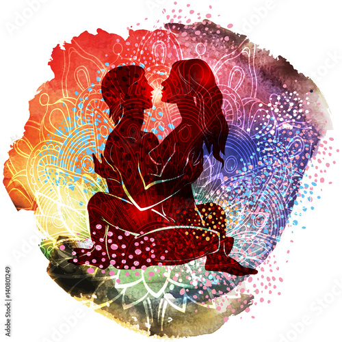 Couple practicing tantra yoga