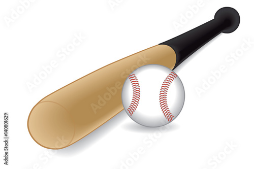 baseball bat and baseball in perspective view