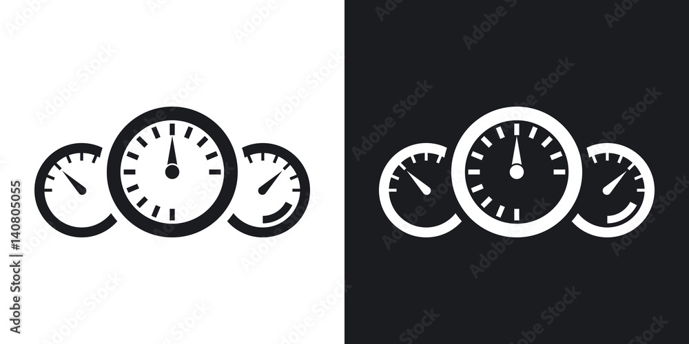 Vector dashboard icon. Two-tone version on black and white background ...