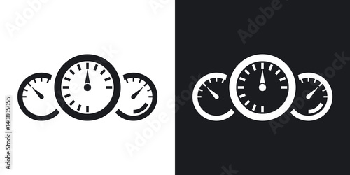 Vector dashboard icon. Two-tone version on black and white background
