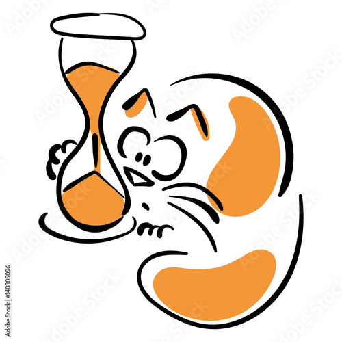 Cat looking at hourglass