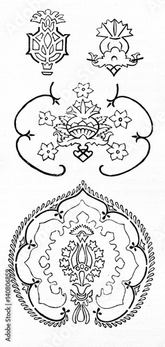 Pomegranate ornaments (from Meyers Lexikon, 1895, 7/858)