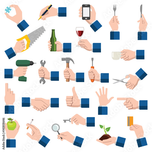 Hand icon collection - color vector illustration 