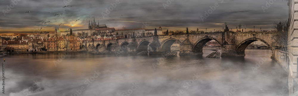 Prag Karlsbrücke Panorama Charles Bridge