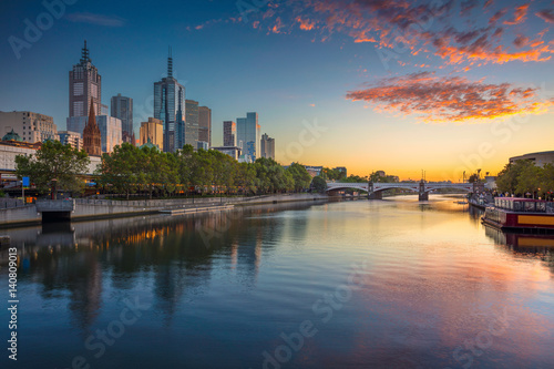 City of Melbourne. Cityscape image of Melbourne  Australia during summer sunrise.