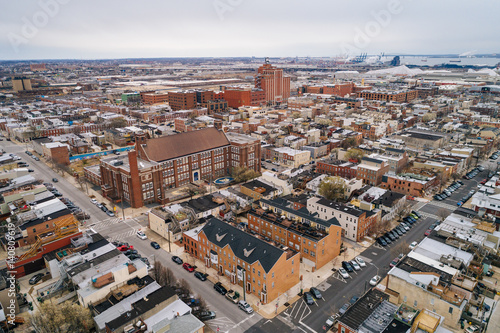 Aerial view of Canton, in Baltimore, Maryland.