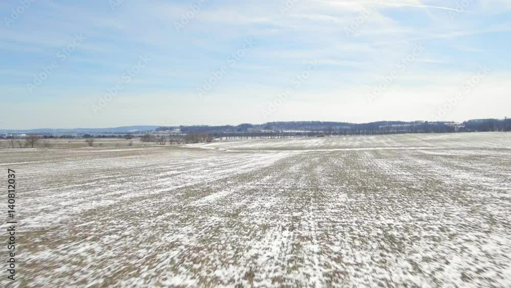 Aerial corn field covered in snow Aerial corn field covered in snow
