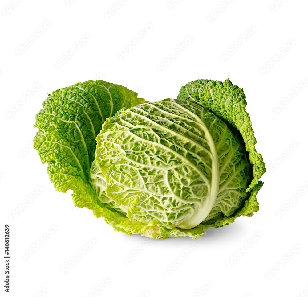 Fototapeta premium Savoy cabbage isolated on white background