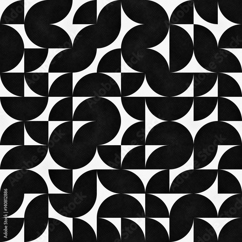Seamless Pattern With Chaotic Semicircles. Abstract Irregular Retro Background.