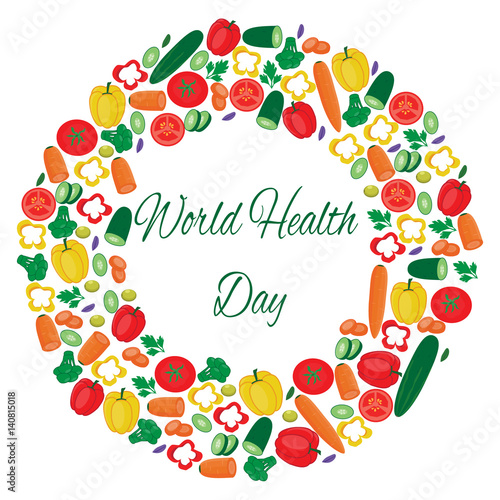World health day illustration with vegetables