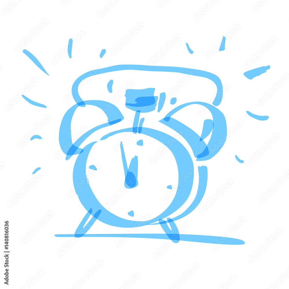 hand drawn marker alarm clock, vector illustration hand drawn marker alarm clock, vector illustration