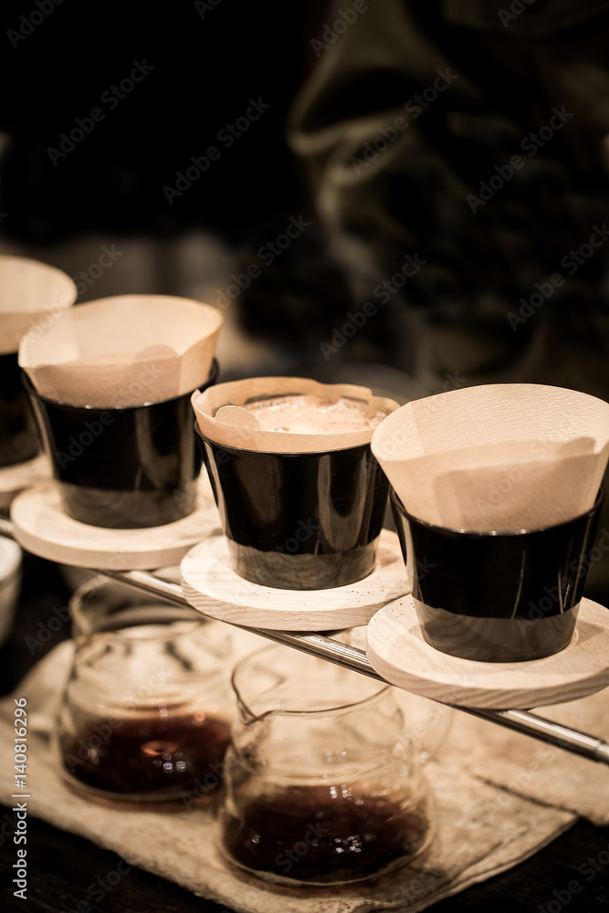 Professional barista preparing coffee alternative method