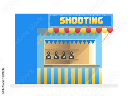 Cartoon shooting gallery. Amusement park vector illustration