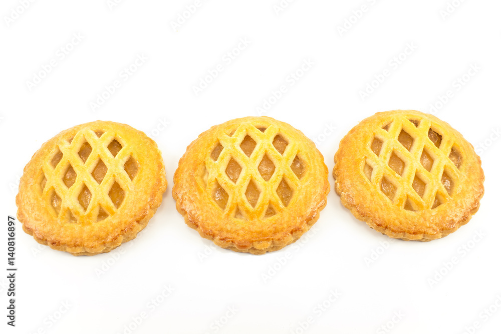 Cookies with apple jam isolated on white background Cookies with apple jam isolated on white background