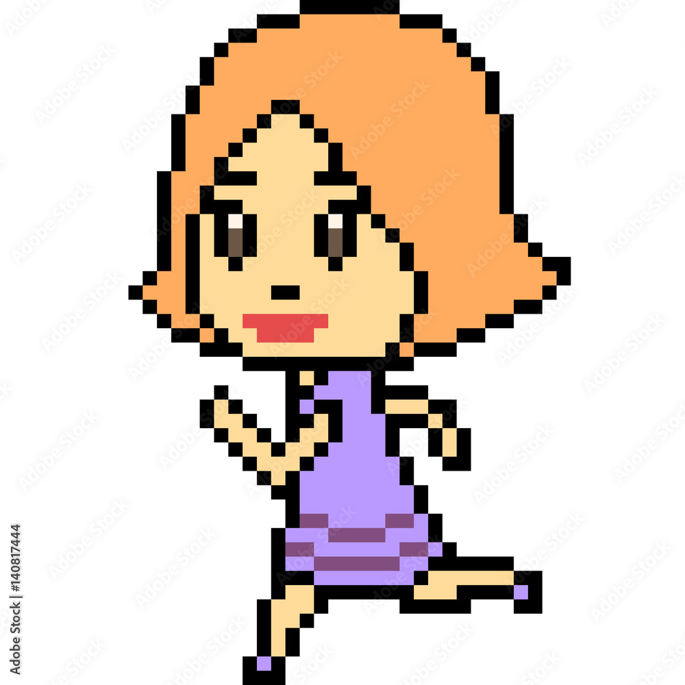 Obraz premium vector pixel art girl run
