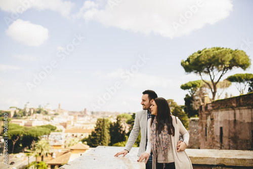Loving couple in Rome , Italy