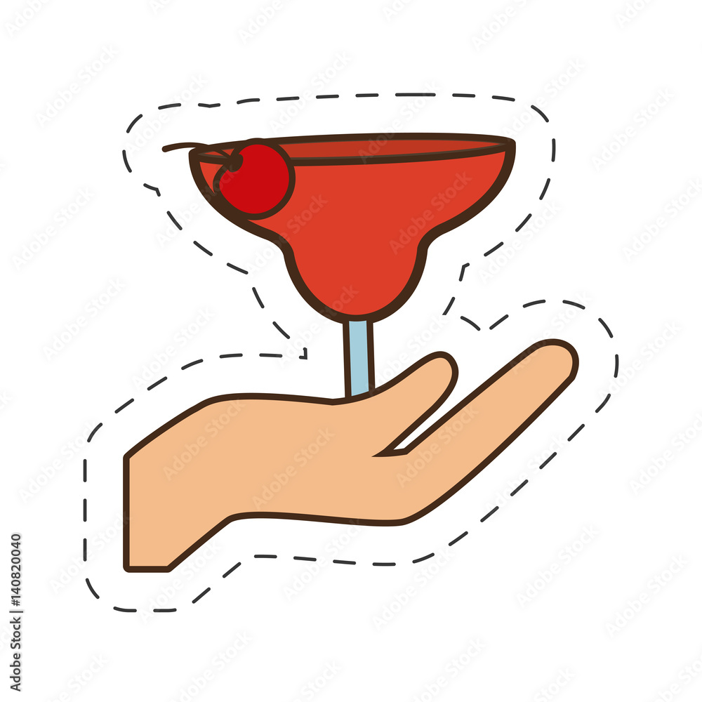 hand holding glass cup cocktail drink vector illustration eps 10 Stock ...