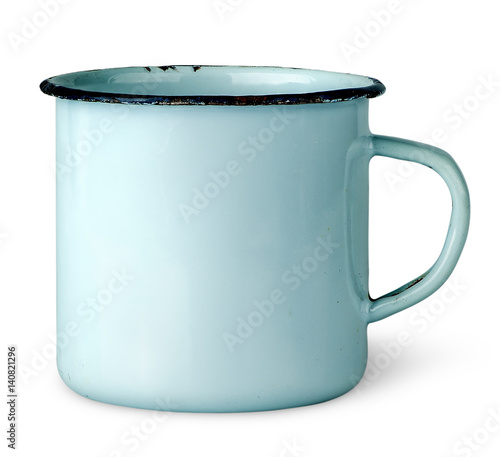 Old worn enameled mug