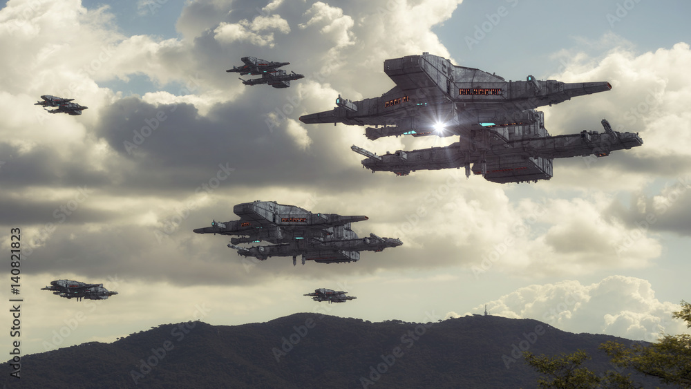 3d rendering. Spaceship UFO concept 3d rendering. Spaceship UFO concept