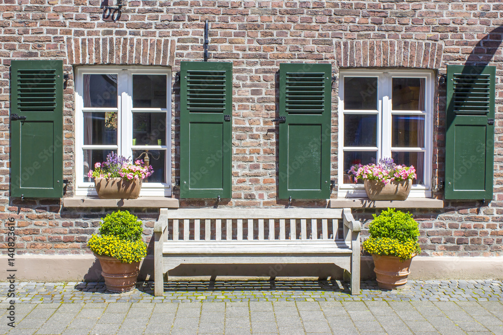 Old German house with windows with wooden shutters Stock Photo Adobe