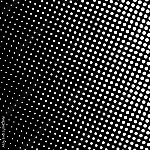 Retro Pop Art Background, White Dots on Black , Gradient Halftone Background, Vector Illustration