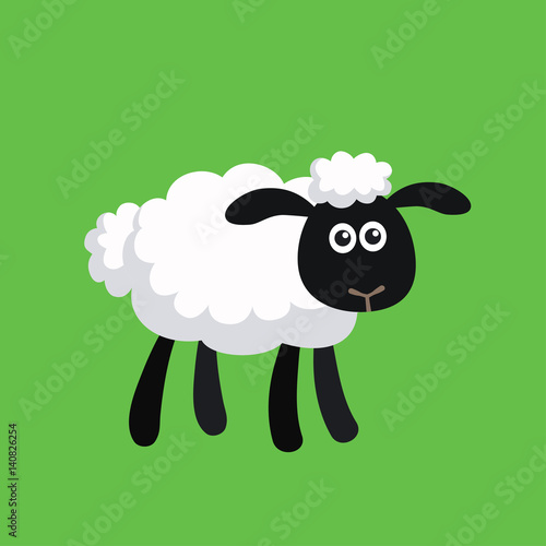 Vector illustration of standing cartoon sheep