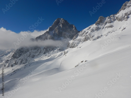 beautiful winter landscape of totes gebirge mountains © luciezr