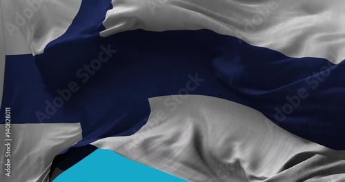National Flag of  Finland  waving in the wind slow motion Seamless Loop Animation