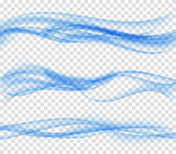 Abstract Blue Wave Set on Transparent Background. Vector Illust