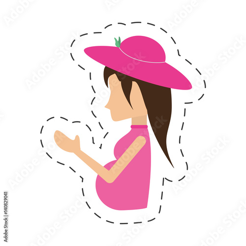 pregnant woman with hat vector illustration eps 10