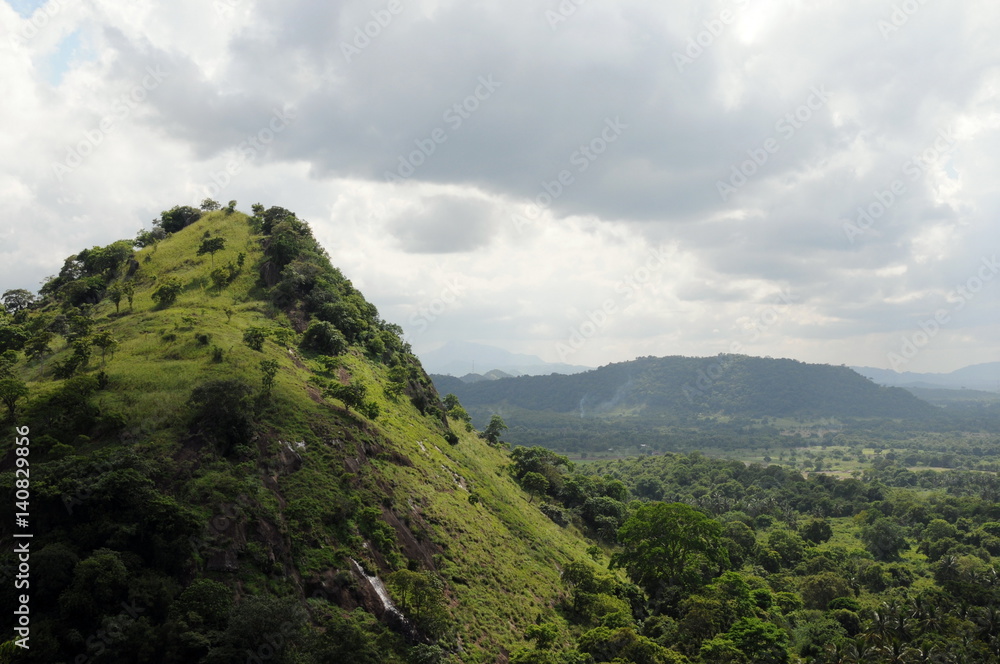 Mountain scenery from the famous Dambulla cave temple.