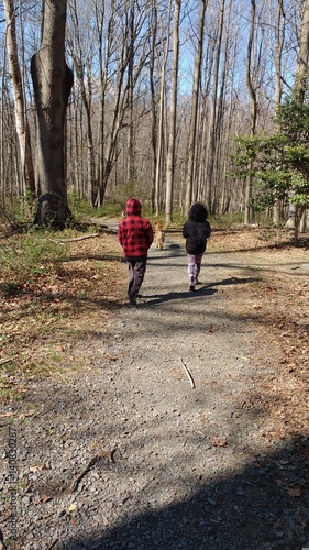 Kids playing in the woods