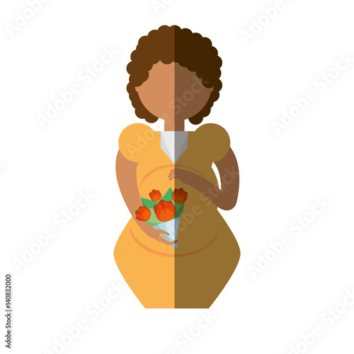 african woman pregnant bouquet vector illustration eps 10