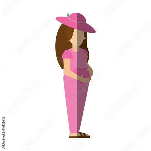 woman pregnant standing expectant vector illustration eps 10