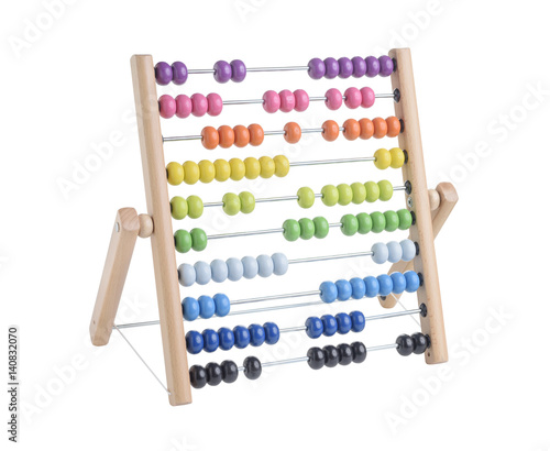 wooden abacus isolated on white background