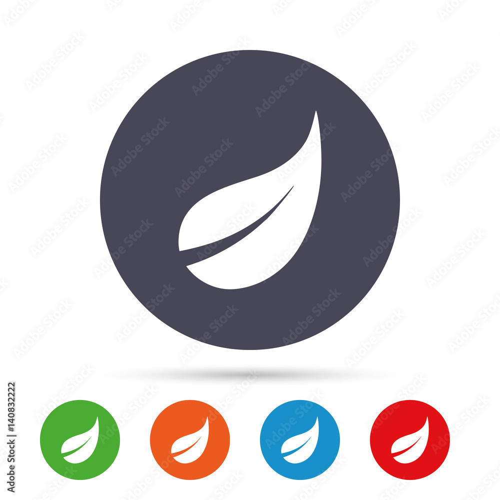 Leaf sign icon. Fresh product symbol. Leaf sign icon. Fresh product symbol.