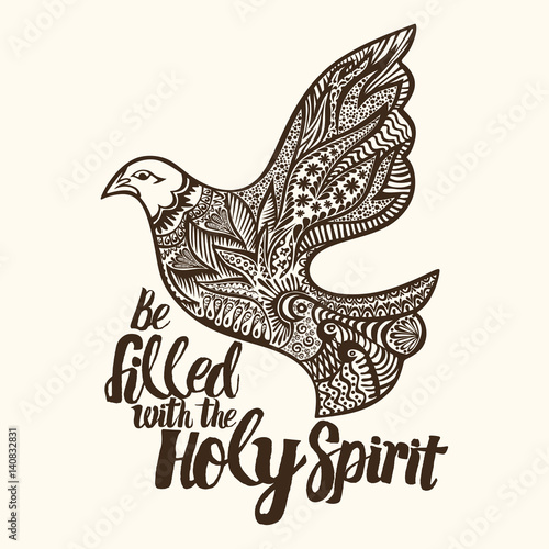 Christian lettering, doodle art, typography. Be filled with the Holy Spirit.