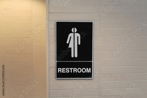Gender neutral restroom sign that says, RESTROOM