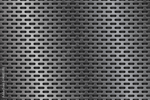 Metal perforated background. Oval shaped holes