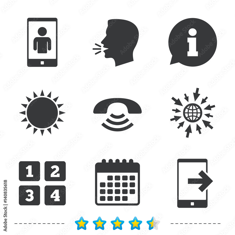 Phone icons. Call center support symbol.