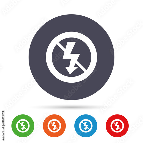 No Photo flash sign icon. Lightning symbol.