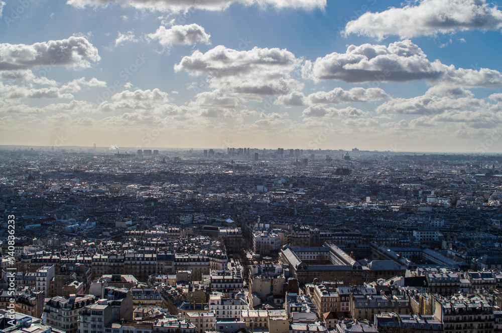 Overlooking Paris from Sacré-Cœur Basilica in the Parisian Montmartre Neighborhood As Seen from the Gable of the Basilica, France