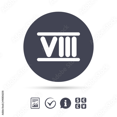 Roman numeral eight icon. Roman number eight sign.