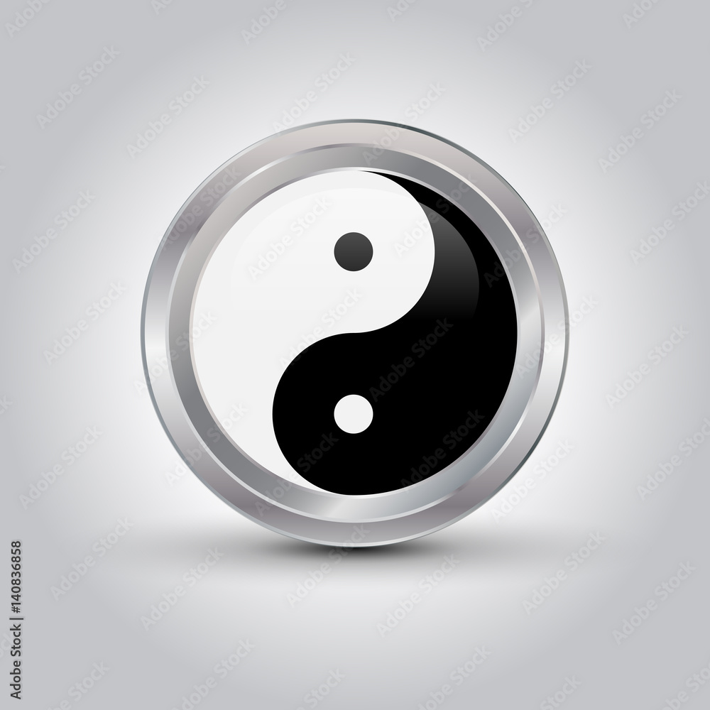 glossy Ying yang symbol, vector illustration with shadow glossy Ying yang symbol, vector illustration with shadow