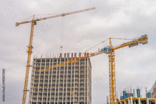 Building area with cranes