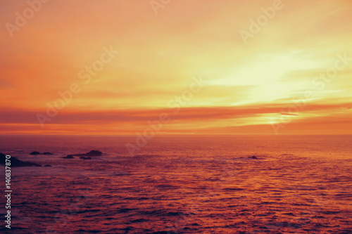Red Sunset on the California Coastline