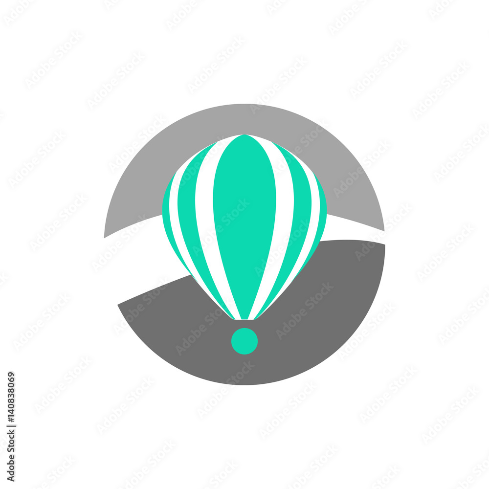 Simple turquoise hot air balloon icon Simple turquoise hot air balloon icon