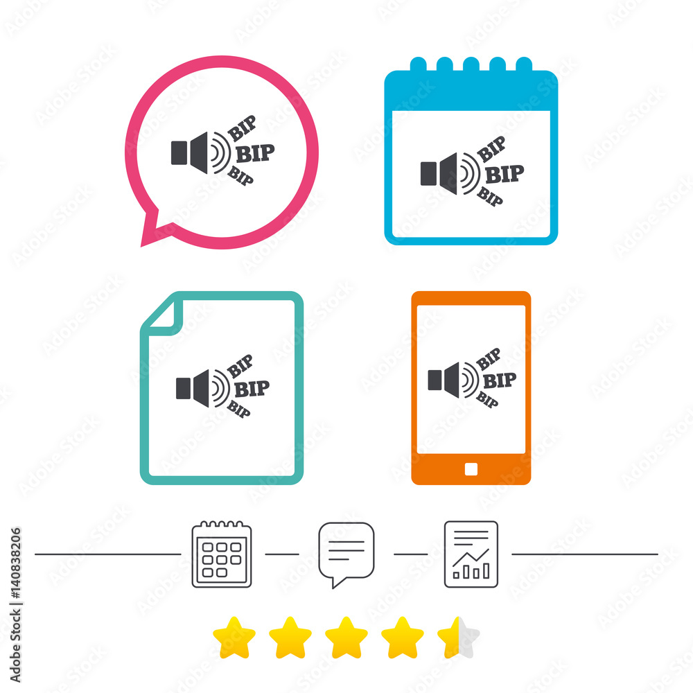 Speaker volume icon. Sound with BIP symbol. Speaker volume icon. Sound with BIP symbol.